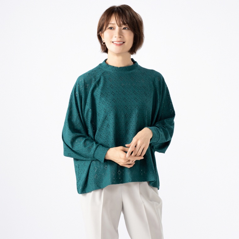 Provador ストレッチ総レースブラウス