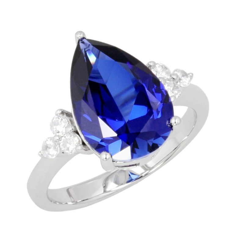 シルバー925 シンセティックサファイヤ&CZリング4.0ct[マリーン]