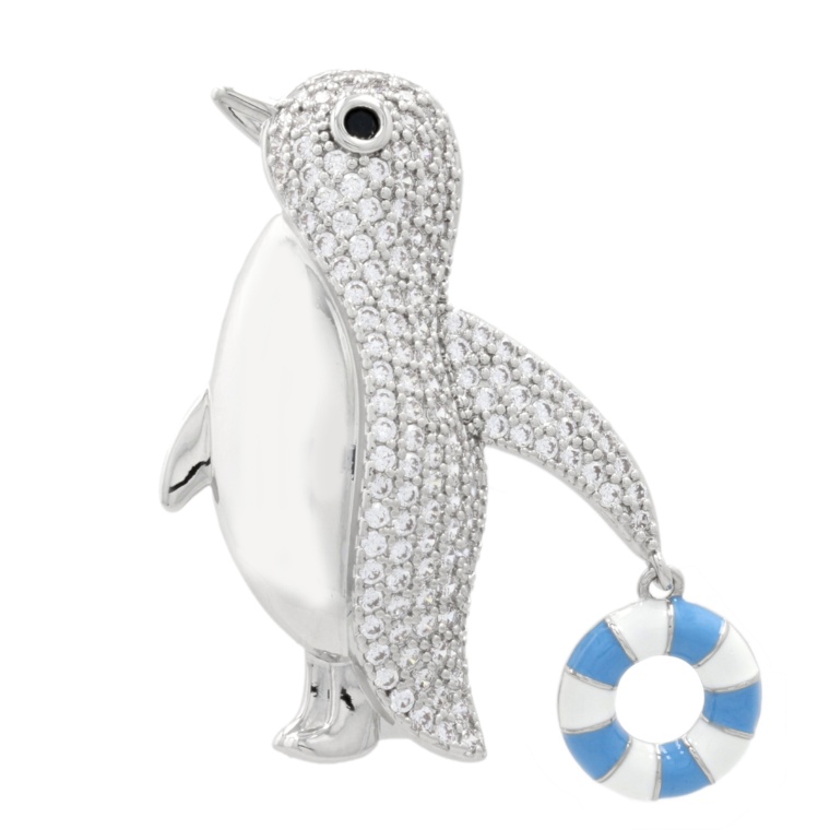 JinkaNezu CZ レジャーペンギン ブローチ
