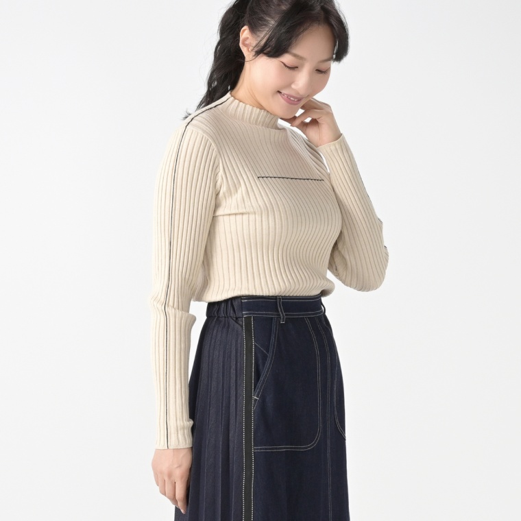 MINHA KILAKILA 配色ラインニットプルオーバー