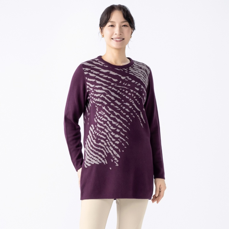 BOUTIQUE JUNKO ゼブラ柄ジャガードニットチュニック