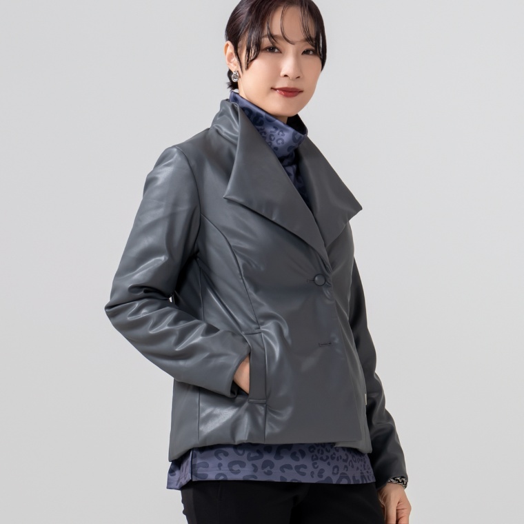 BOUTIQUE JUNKO フェイクレザー中綿ジャケット