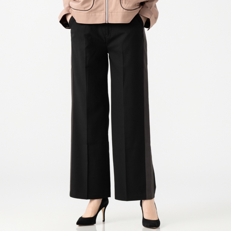 PCD サイドカラーブロッキングのセミワイドパンツ