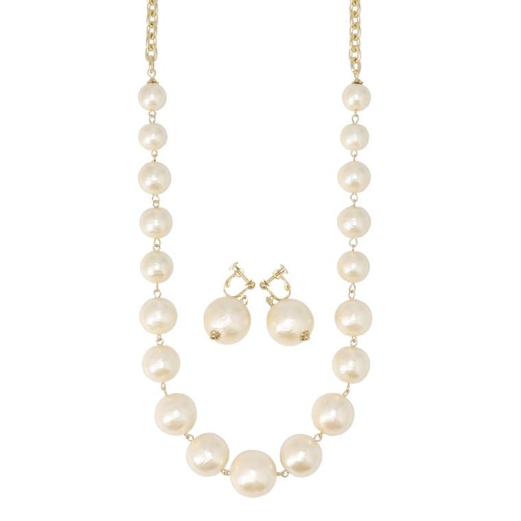 TarTar コットンパールネックレス&イヤリング/ピアス[シェリー]