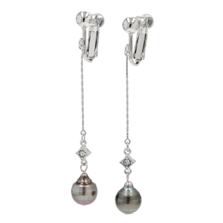 越田雅哉 黒蝶真珠 スイングイヤリング/ピアス