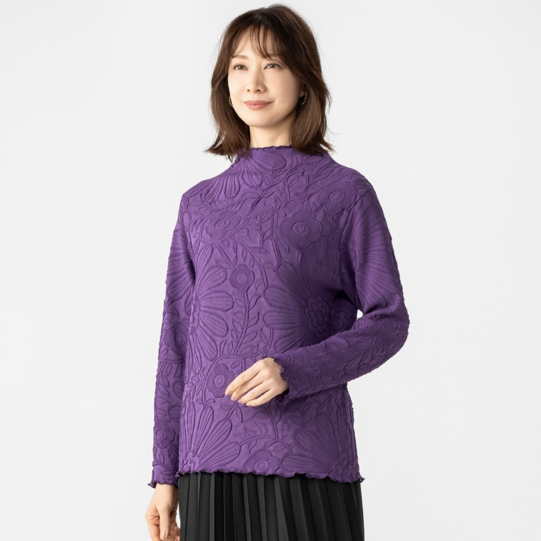 Monte Milano ワッシャーエンボスストレッチ長袖プルオーバー