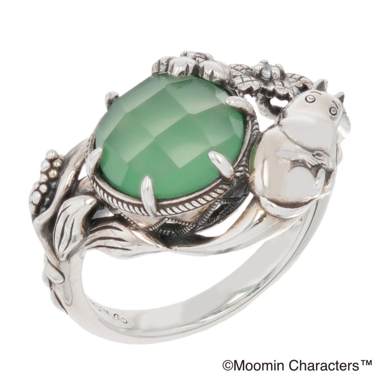 ムーミン シルバー925グリーンメノウ リング