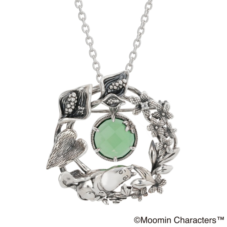 ムーミン シルバー925グリーンメノウ 4ウェイブローチペンダント