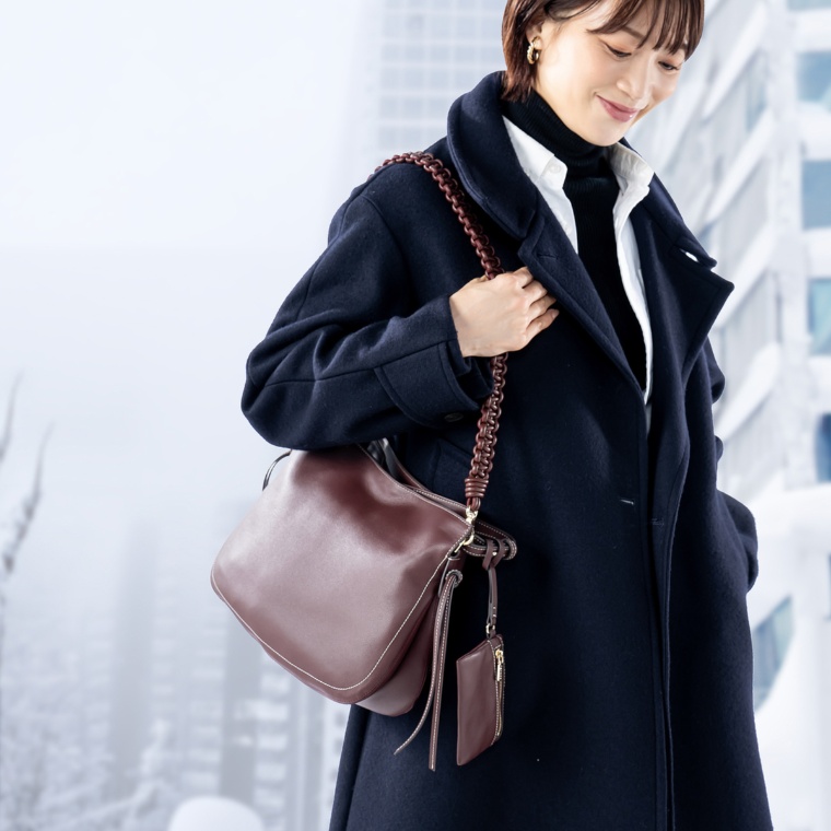 [+grace] シュリンクレザー3WAYホーボーバッグ