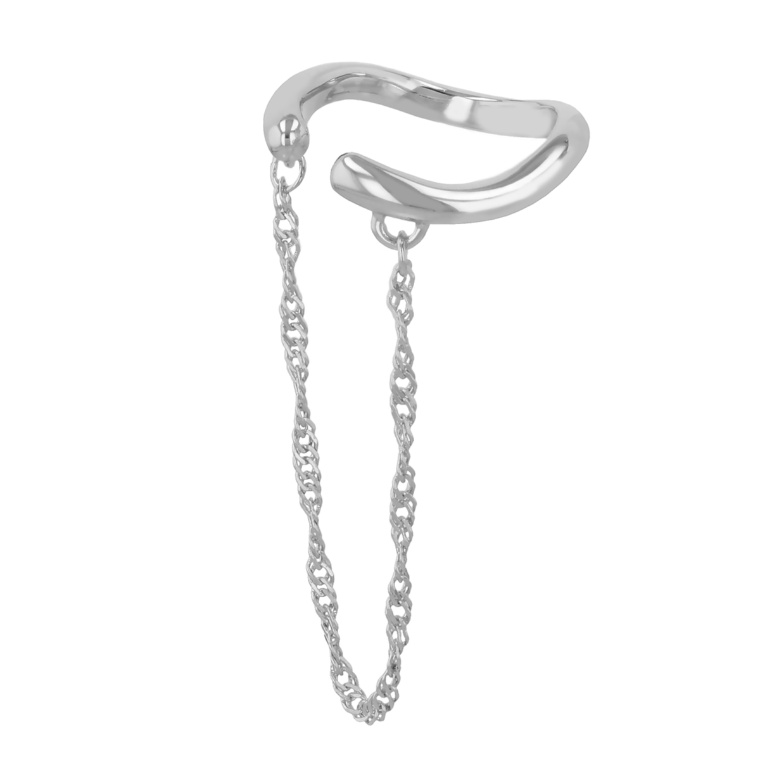 シルバー925スクリューチェーン片耳用イヤーカフ