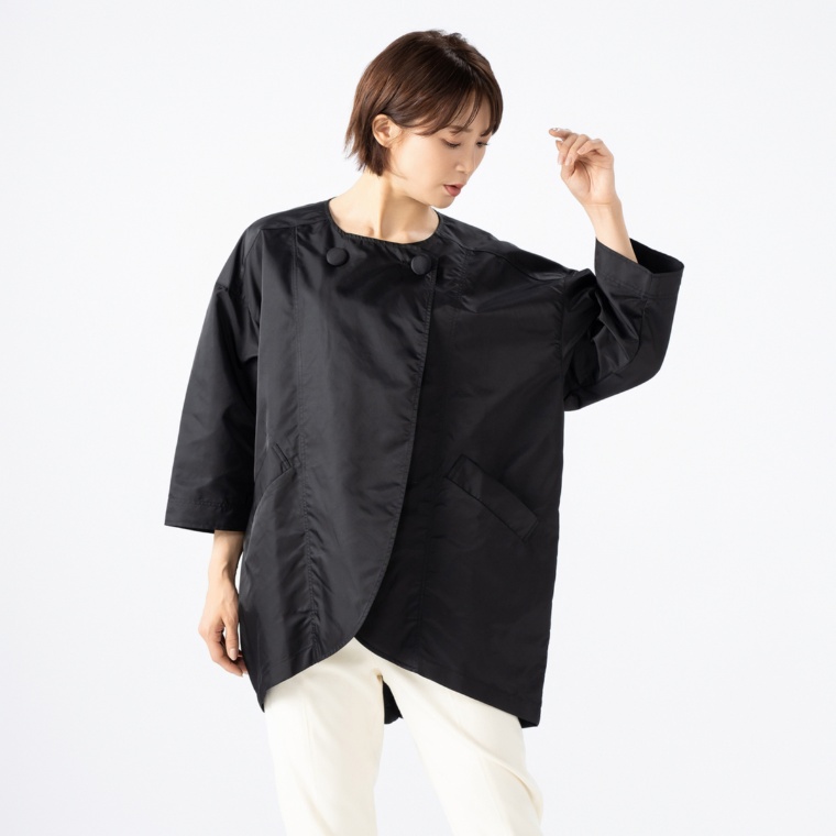 YukaKoshino カーブヘム&ワイドスリーブのショートコート