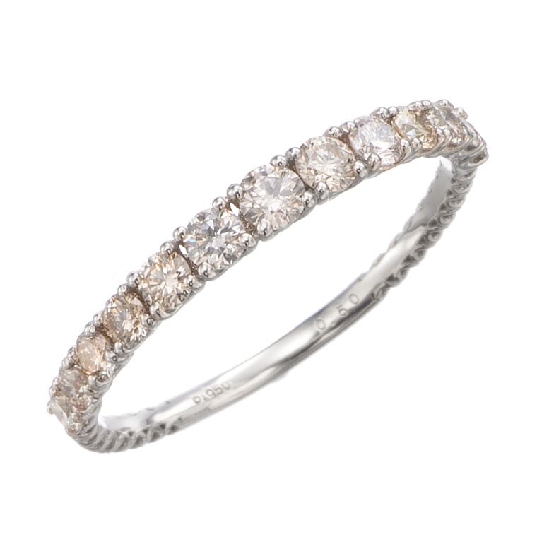 PT950 ダイヤモンド ハーフエタニティーリング 計0.5ctUP