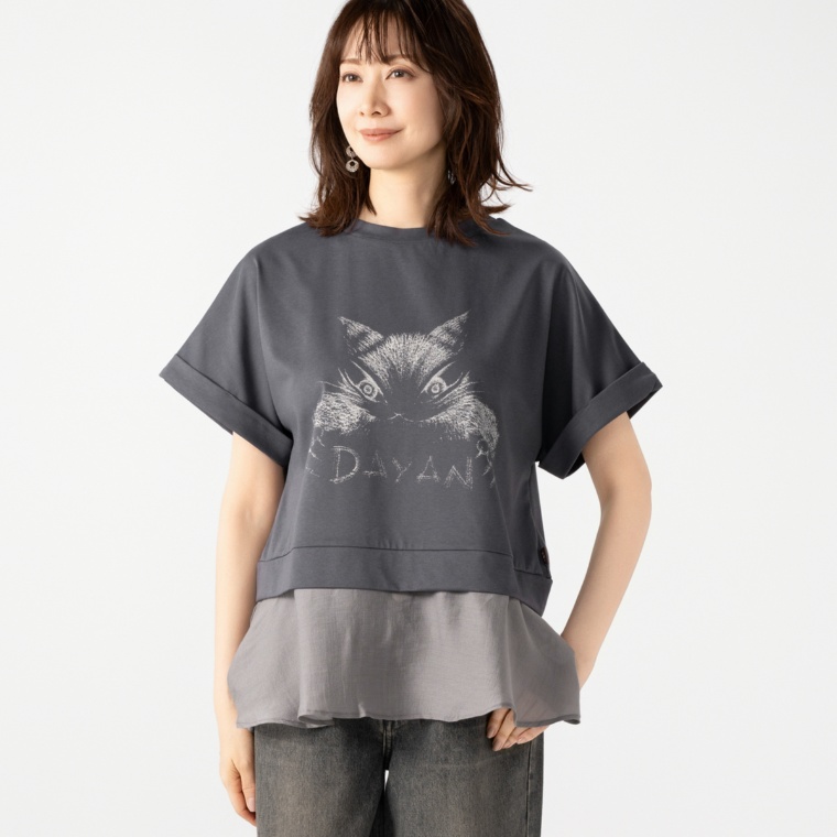 わちふぃーるど DAYANプリント シアー切替チュニック