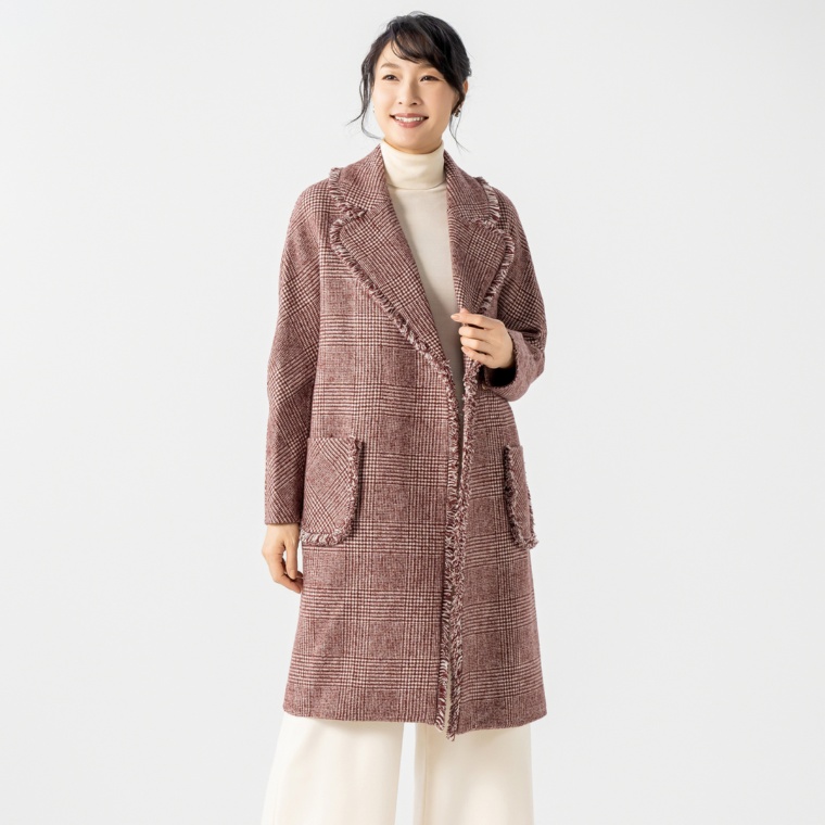 FLORAL GRACE ウール混チェックコート ネット限定