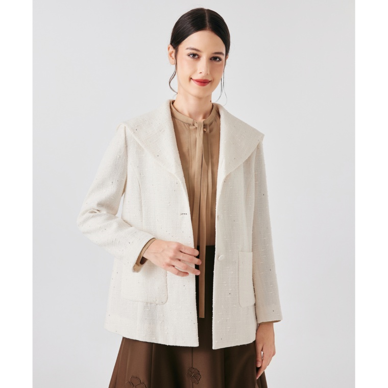 FEE CERISE スパンコールポリエステルツイードジャケット