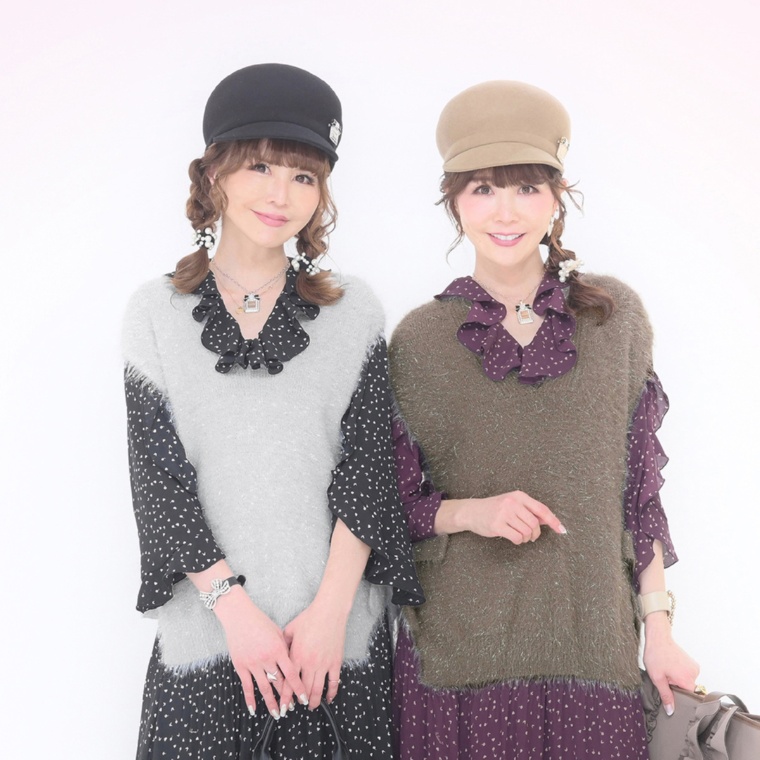 &LOVE ラメシャギーが可愛いリボンニットベスト