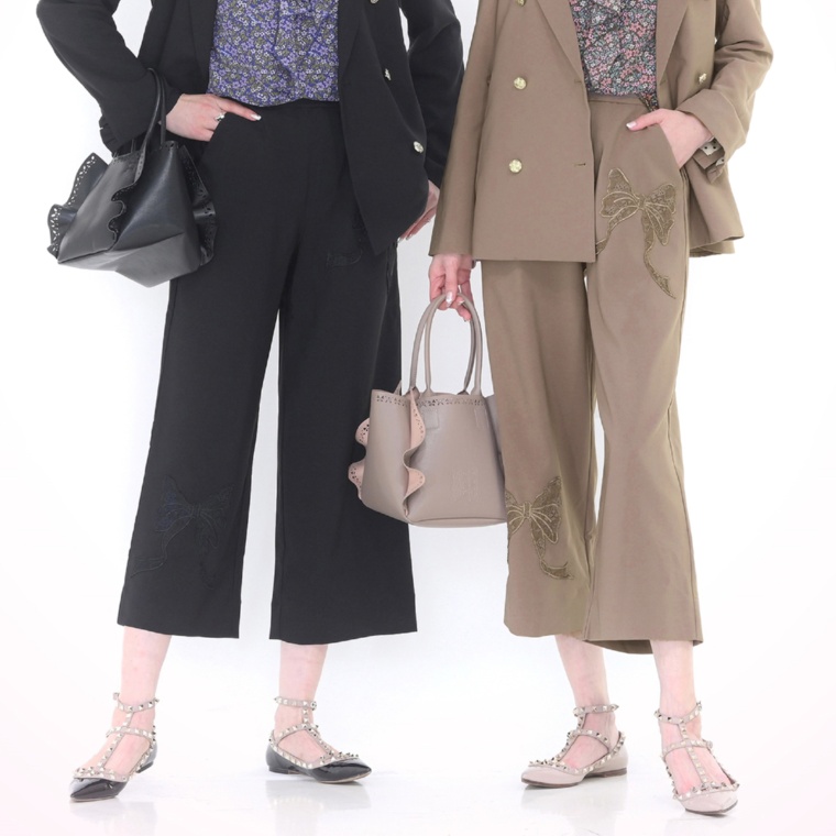 &LOVE 軽くて伸びて楽チンなレースリボンパンツ