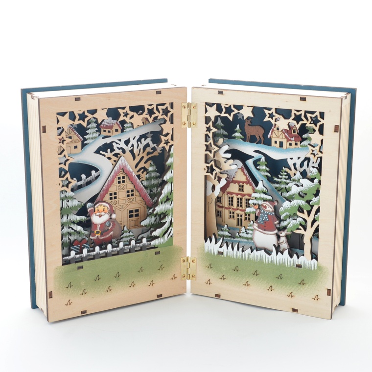 LUMIDA LED ウッドデコ ブック形 自動オンオフタイマー付