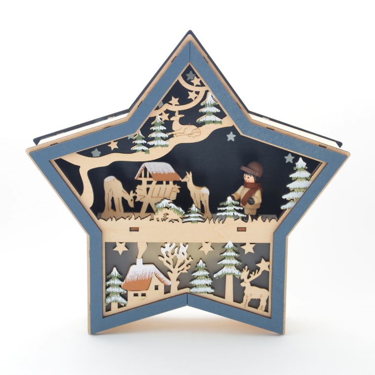 LUMIDA LED ウッドデコ スター形 自動オンオフタイマー付