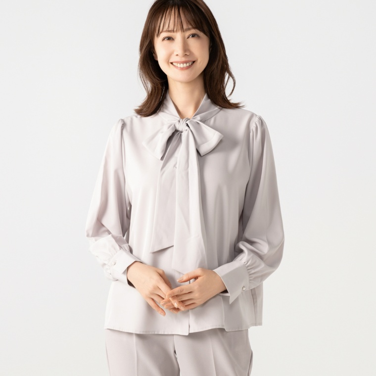 Replete コットンライクリボンブラウス