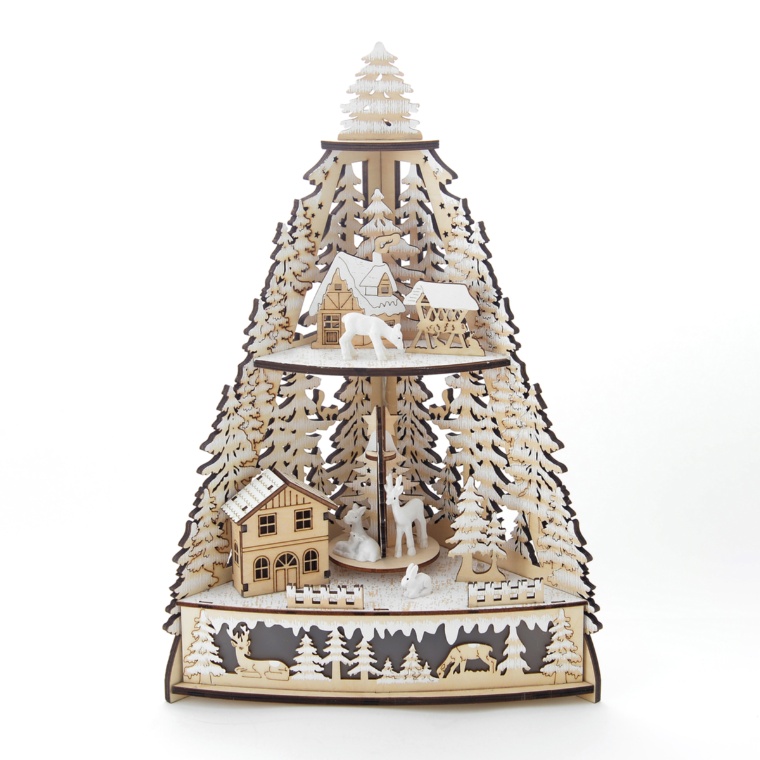 LUMIDA LED ウッドデコ ツリー形 自動オンオフタイマー付