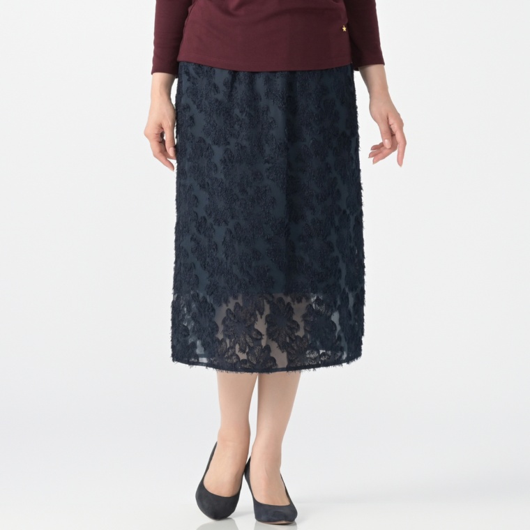 エニワイズ カットジャガードのIラインスカート