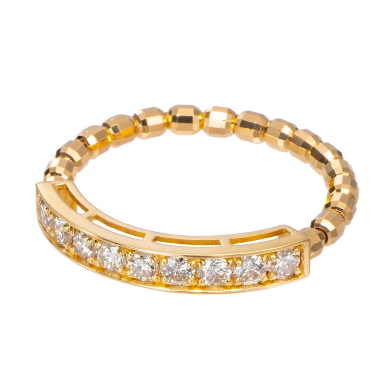 18KYG ダイヤラインストレッチリング