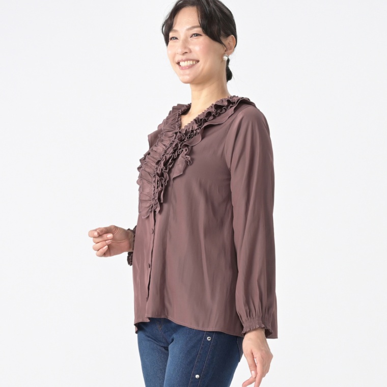 &LOVE ドラマティックなシャルマンふりるブラウス