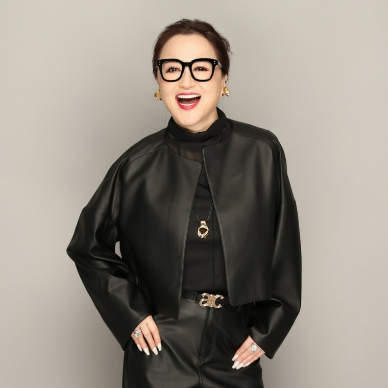 Anne Coquine レザーライクノーカラーブルゾン