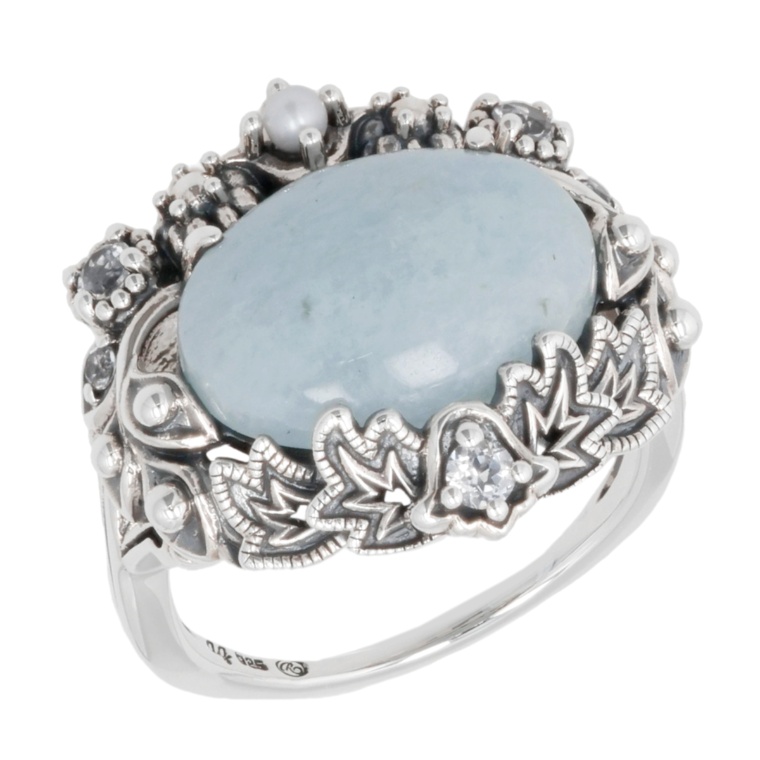 ウィリアム・モリス シルバー925 オーク アクアマリン リング