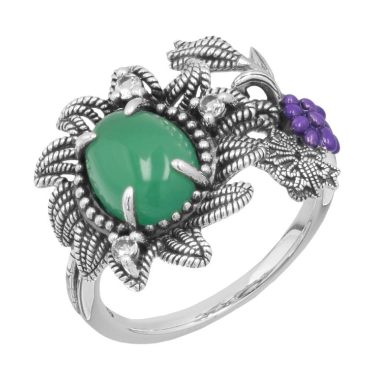 ウィリアム・モリス シルバー925 グリーンメノウひまわりリング