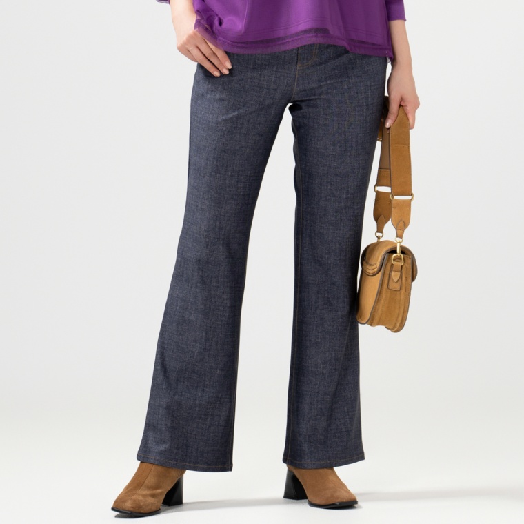 BOBSON SunSister ストレッチニットデニム調ベルボトム