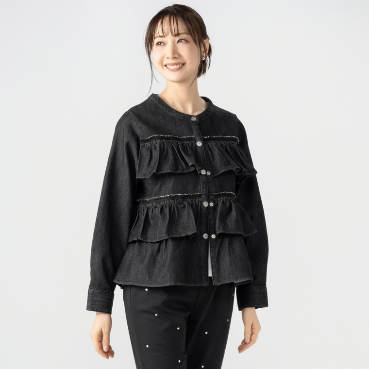 &LOVE リュクスなティアードふりるデニムブルゾン