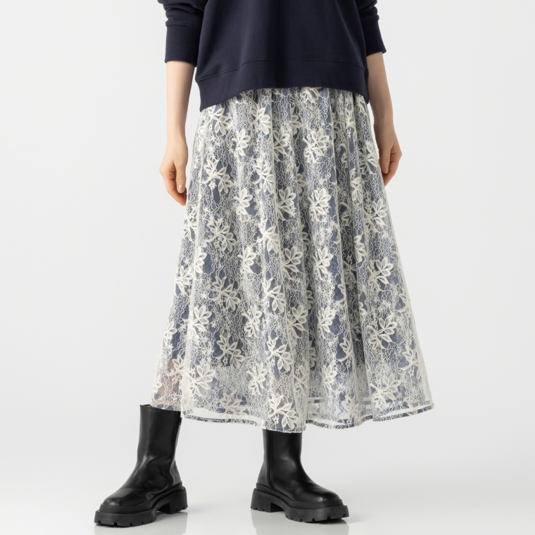 anatelier ダブルレース ファンシーレイヤードスカート