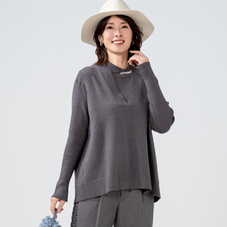 anatelier着回し抜群!パールビジューニットアンサンブル