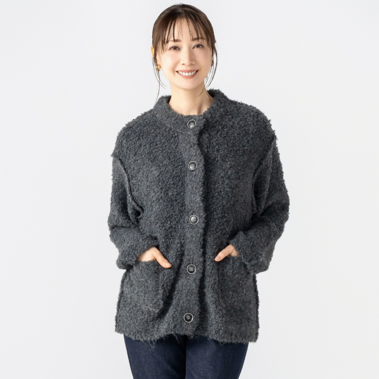 Abanicos ローゲージ ブークレニットカーディガン