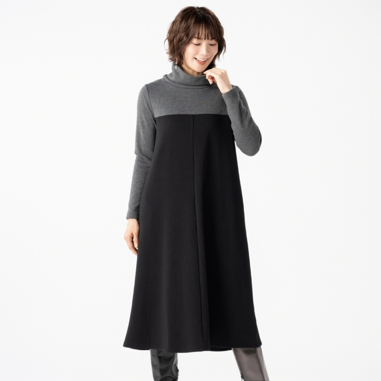 day to day 裏シャギーバイカラーワンピース