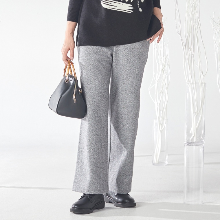 day to day ヘリンボーンセミワイドパンツネット限定股下