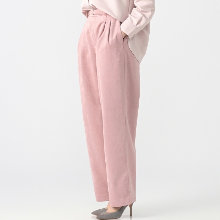 Provador スエード調ハイテンション ベルト付きワイドパンツ