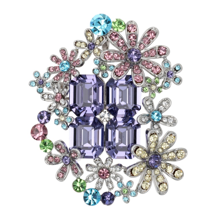 JN クリスタルガラス ジュエルブーケ ブローチ/ペンダントヘッド