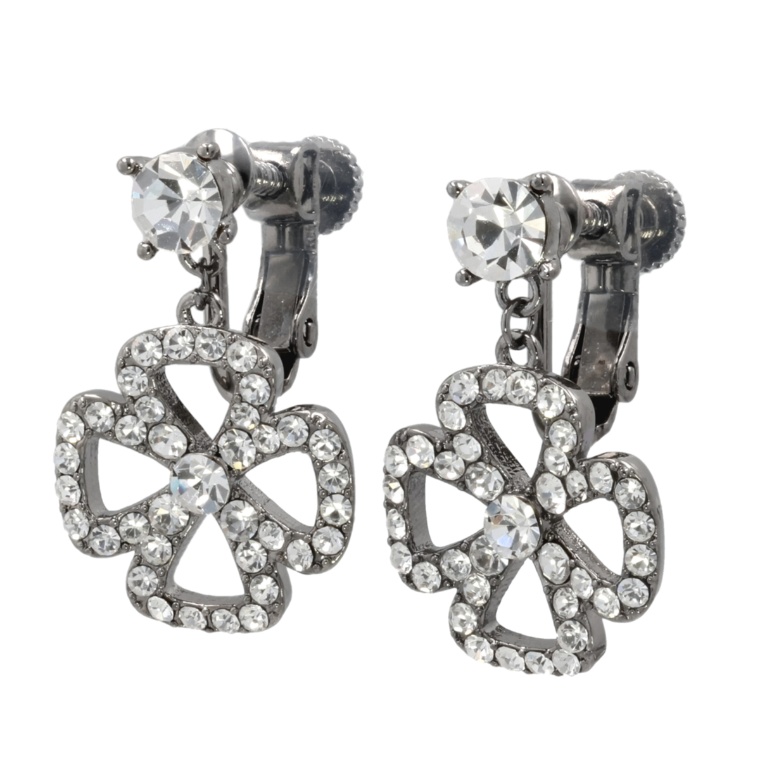 JN クリスタルガラス レーシーフローラル イヤリング/ピアス