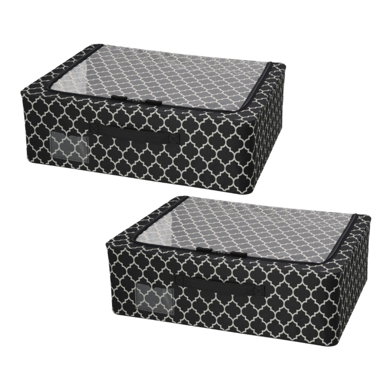 スタッキングできる 窓付き収納BOX ハーフ 同色2個