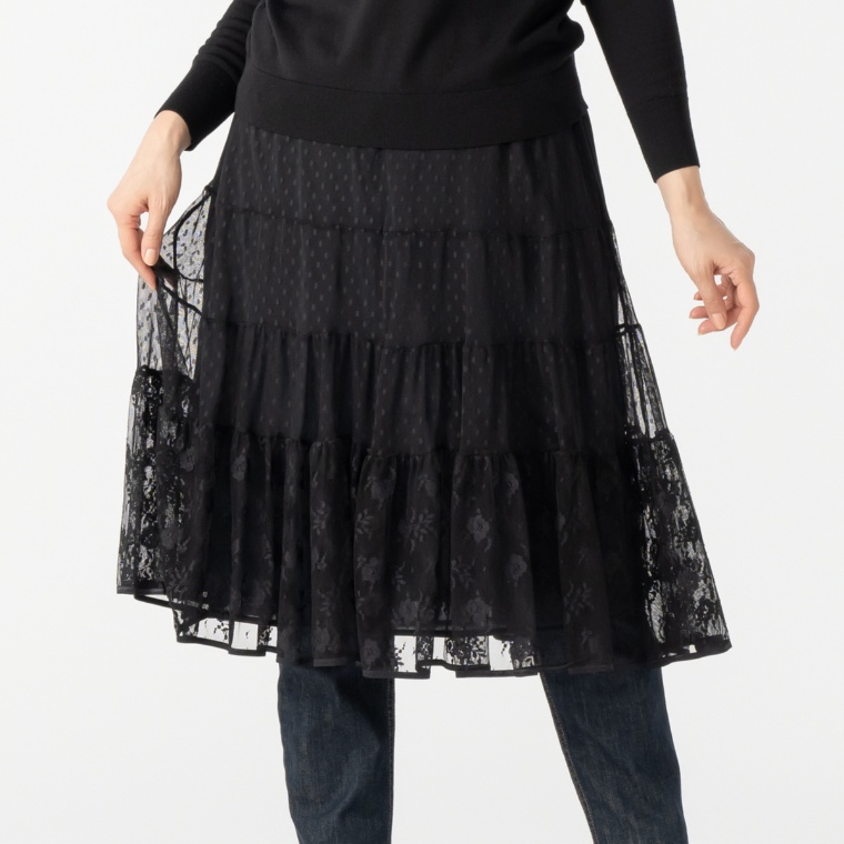 BRNYピース レーシー重ね着スカート