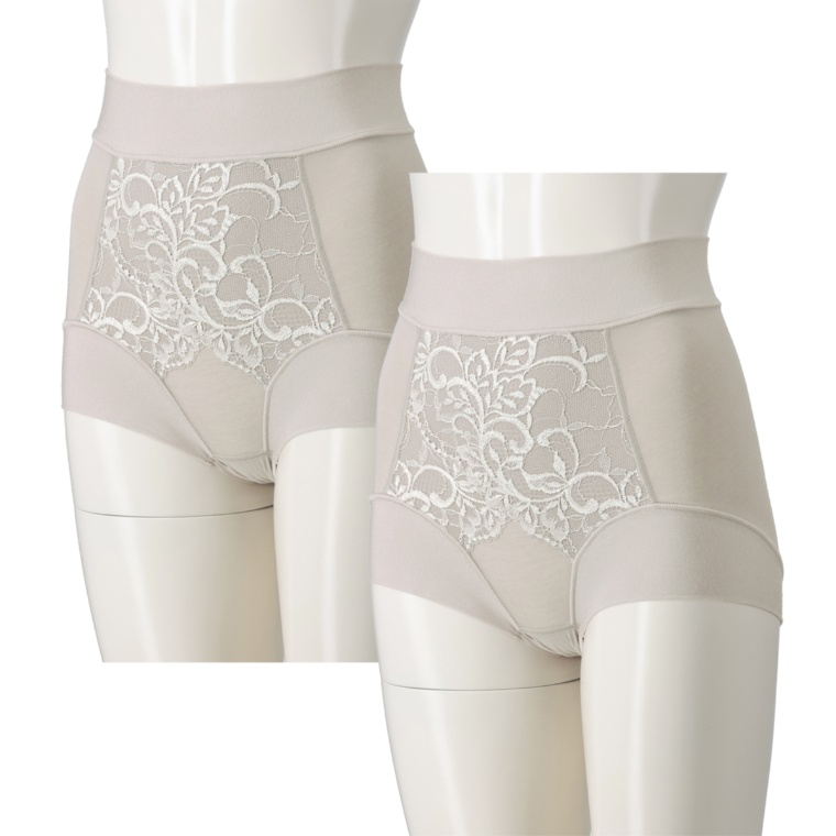 BRNYピース 綿混フィットレースショーツ 同色2枚組