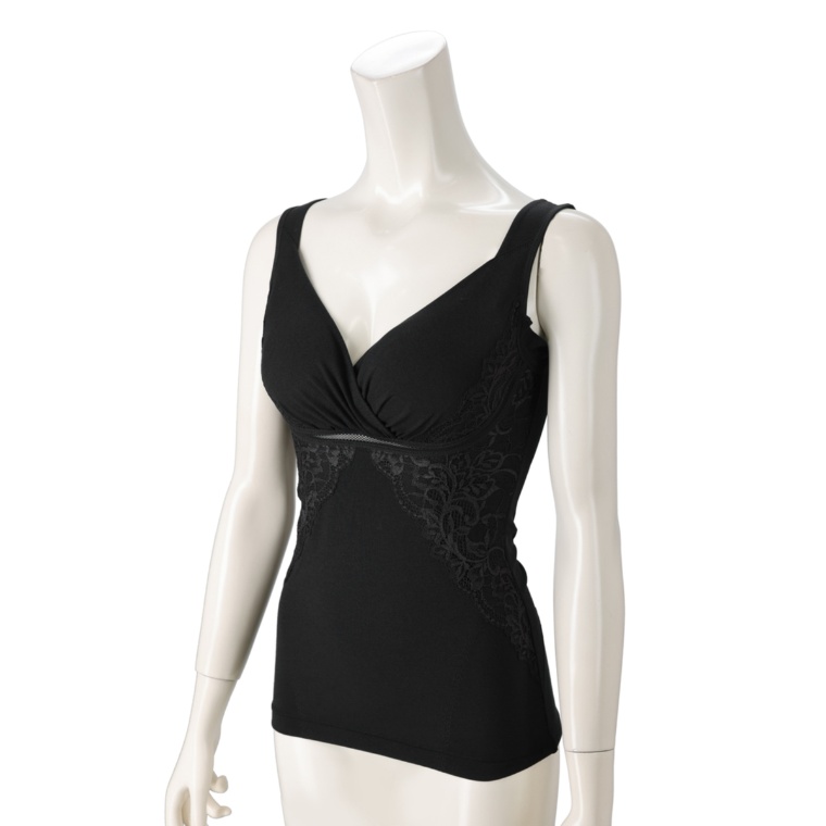 BRNYピース 綿混キャッチャーカップレースブラキャミ