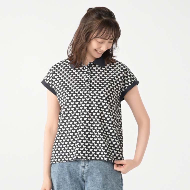 DECOY VOYAGE リズミカルモチーフプリント ポロシャツ