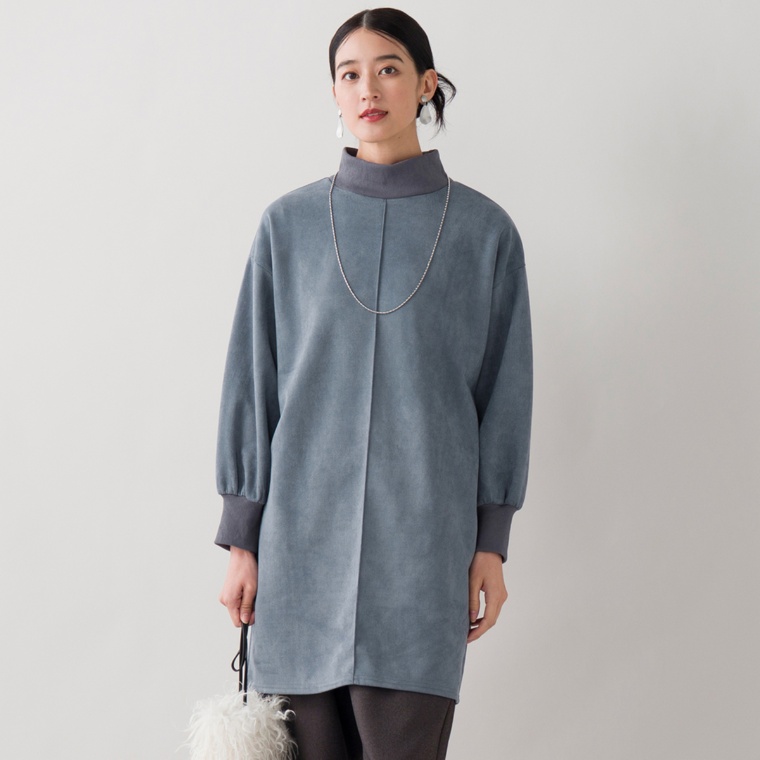 Provador ハイテンションスエード調 ロングチュニック