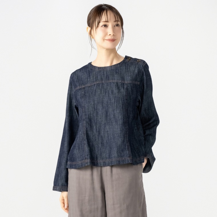 Provador やわらかソフト甘織デニムブラウス