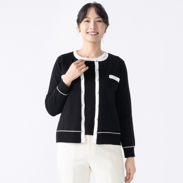 CARRIERE 上品ラメ使い配色アクセントニットアンサンブル