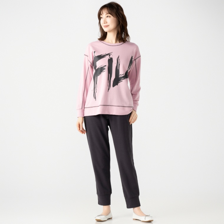 FILA ペイント風カラーロゴトップス&パンツルームウエアセット